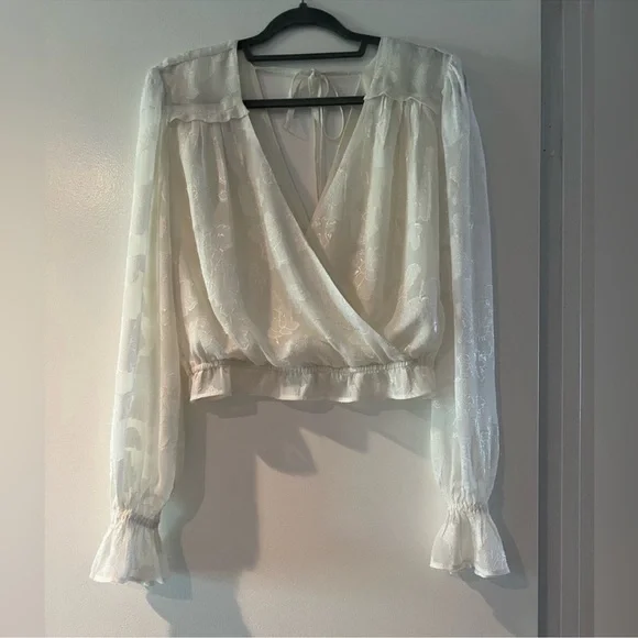 Anthropologie Sheer Surplice Blouse S - Picture 3 of 14